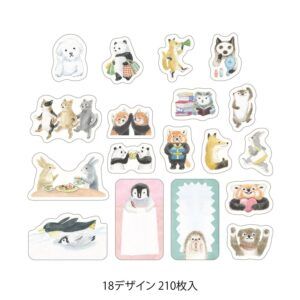 MIDORI | Rollo Pegatinas (210) YURU LOG ROLL STICKER - Animal Emotions