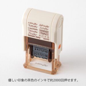 MIDORI | Sello Rotativo Coloreable 10 Patrones SOFT COLOR - Days of the Week Brown