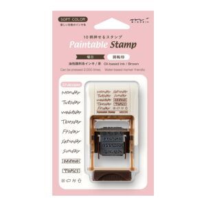 MIDORI | Sello Rotativo Coloreable 10 Patrones SOFT COLOR - Days of the Week Brown