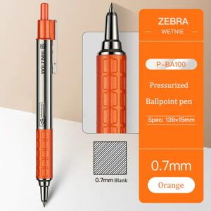 ZEBRA | Bolígrafo Presurizado 0,7 mm WETNIE - Naranja (Tinta Negra)