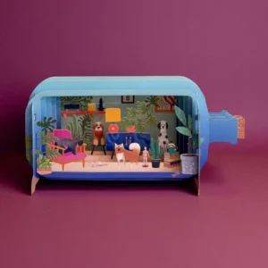 ALLJOY DESIGN | Tarjeta de Felicitación 3D - Message in A Bottle - Dogs at House