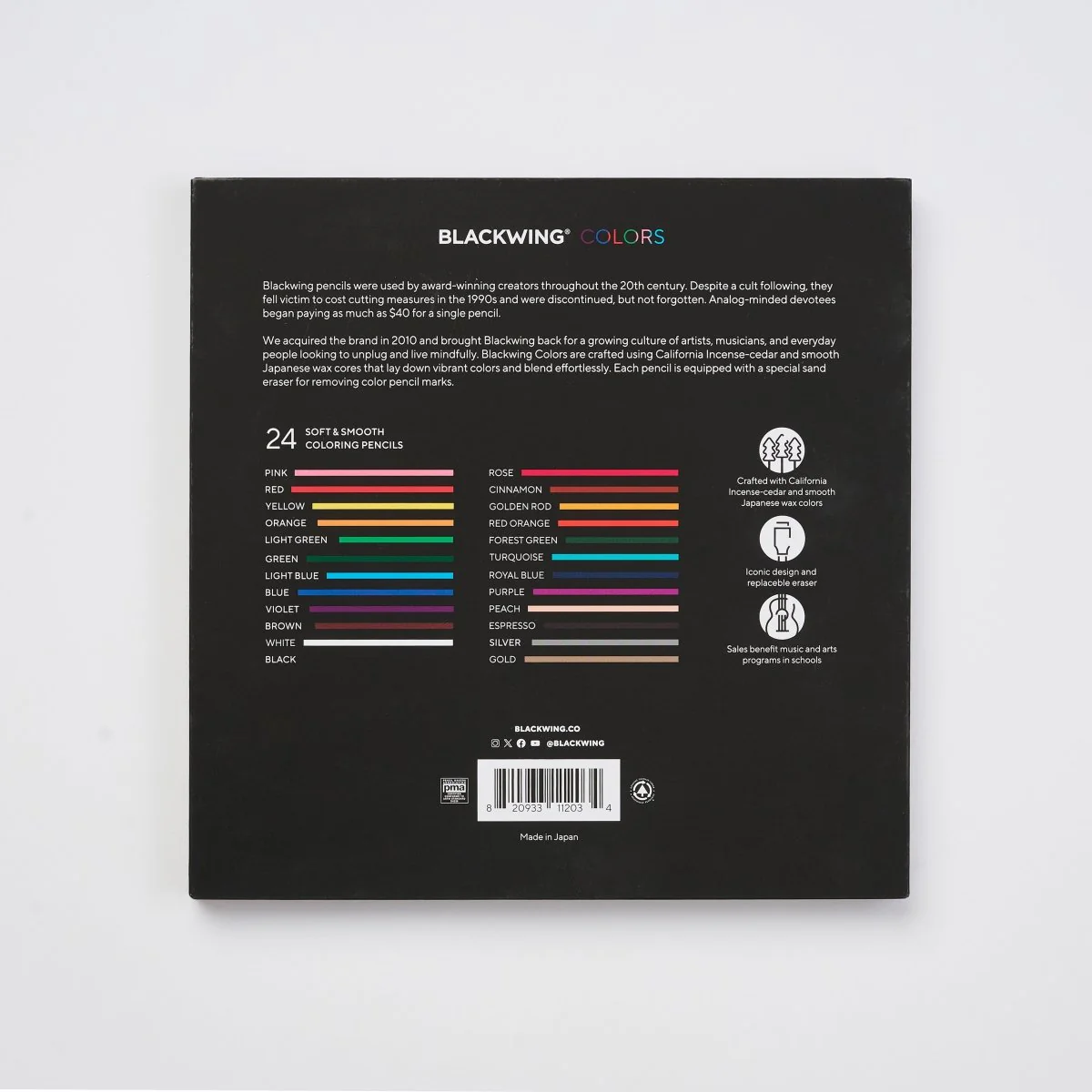 BLACKWING Colors | Caja 24 Lápices de colores con goma - Imagen 2