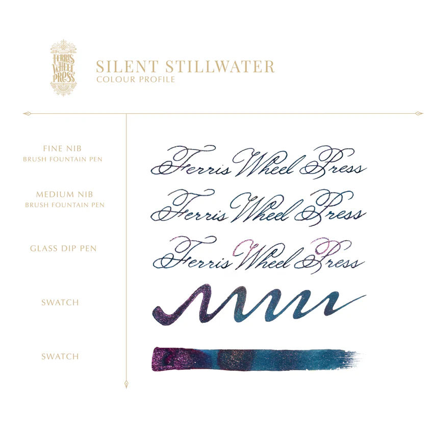 FERRIS WHEEL PRESS | Tintero Vidrio 20 ml - FERRITALES SHIMMER Book of Knight Series - Silent Stillwater - Imagen 3