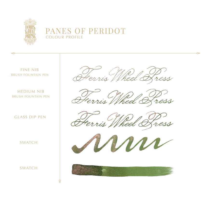 FERRIS WHEEL PRESS | Tintero Vidrio 20 ml - FERRITALES SHIMMER Book of Knights Series - Panes of Peridot - Imagen 3