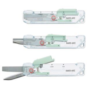 KOKUYO | Cutter y Tijeras 2 Way HAKOAKE - Transparent Green