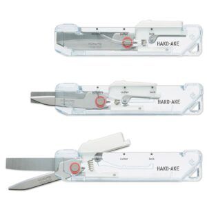 KOKUYO | Cutter y Tijeras 2 Way HAKOAKE - Transparent White