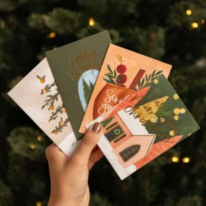 1CANOE2 | Set 20 Tarjetas Ilustradas y 20 Sobres en Caja - Christmas Cottage