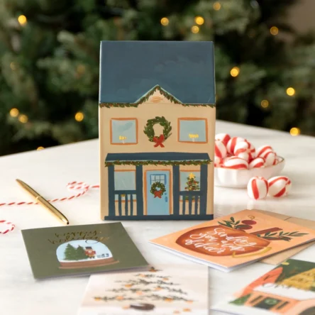 1CANOE2 | Set 20 Tarjetas Ilustradas y 20 Sobres en Caja – Christmas Cottage