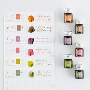 HOBONICHI | Set 6 Mini Tinteros - Kakimori x TSUKI no IRO: Mini Ink Bottle Set (Ene-Jun)