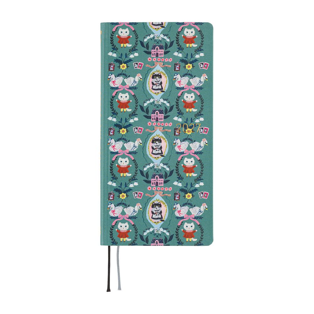 HOBONICHI | Agenda 2027 Semanal WEEKS B6 Slim - Yumi Kitagishi (White Cat Wallpaper) JAP