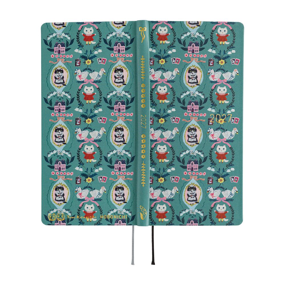 HOBONICHI | Agenda 2027 Semanal WEEKS B6 Slim - Yumi Kitagishi (White Cat Wallpaper) JAP - Imagen 3