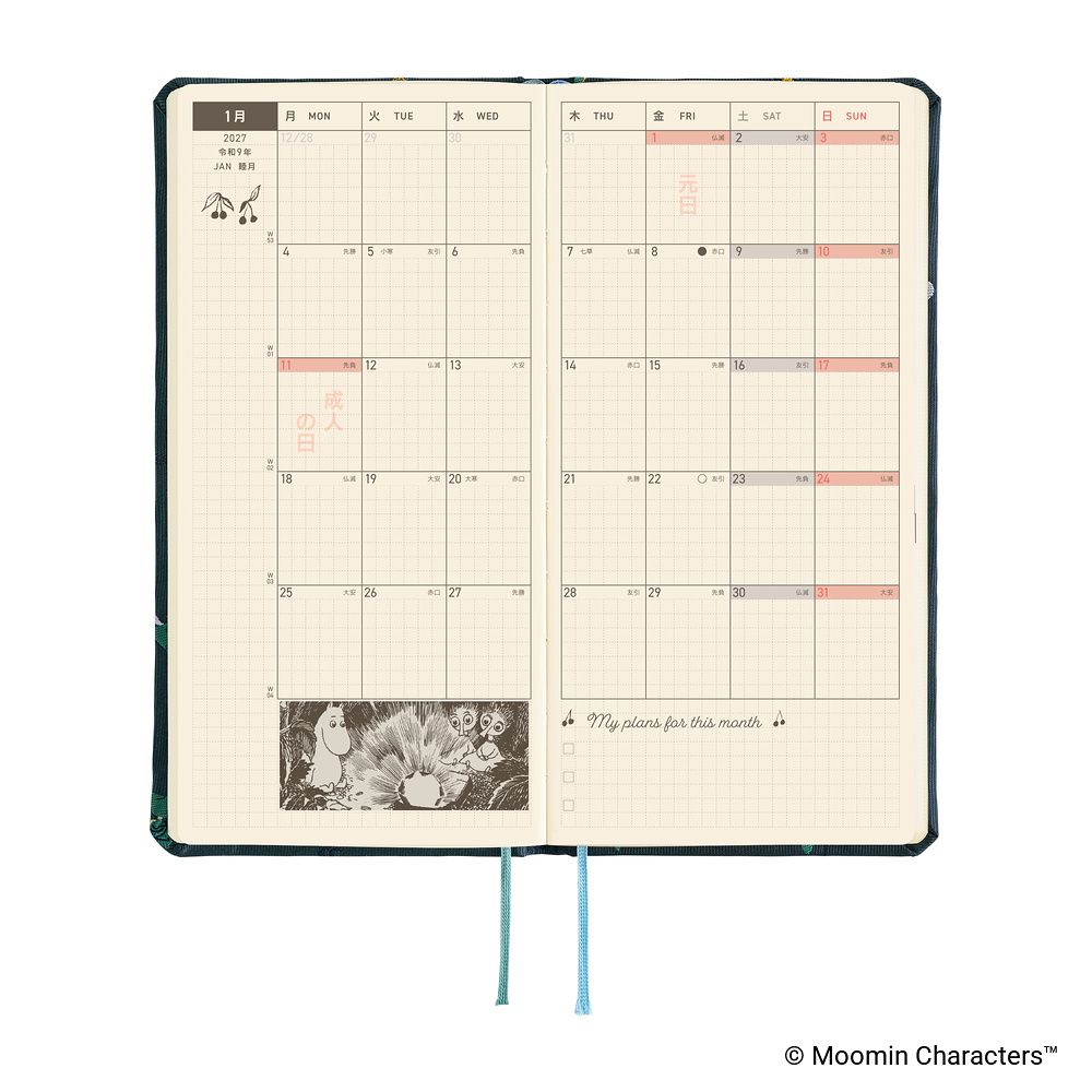 HOBONICHI | Agenda 2027 Semanal WEEKS B6 Slim - Moomin (A Day in the Life of Snufkin) JAP - Imagen 2