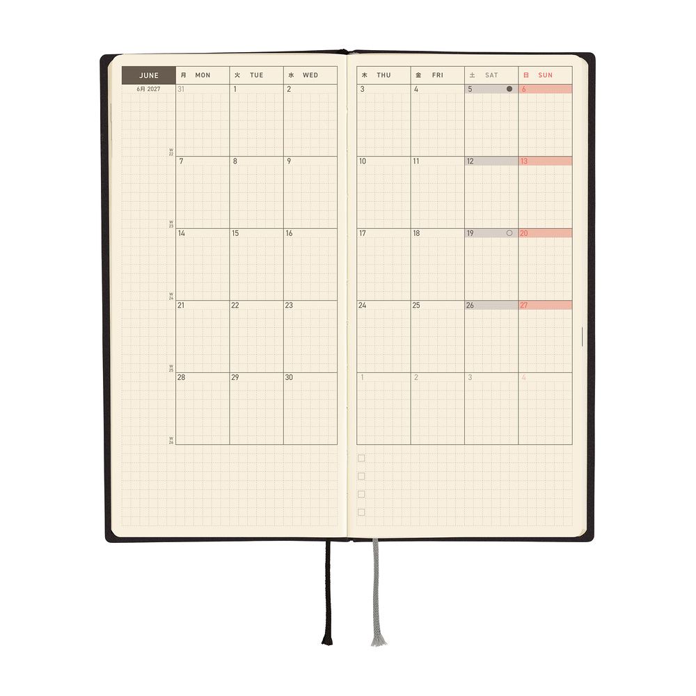 HOBONICHI | Agenda 2027 Semanal WEEKS B6 Slim - White Line (Black) ENG - Imagen 4