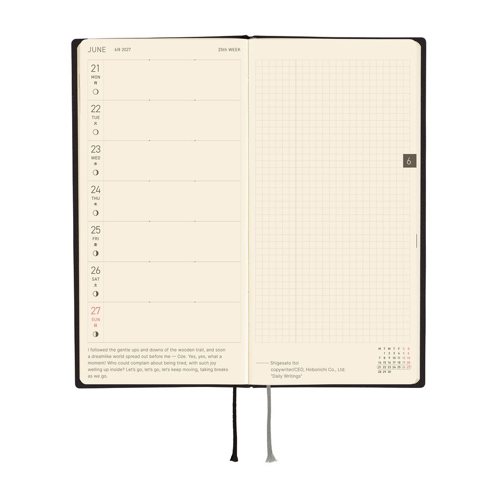 HOBONICHI | Agenda 2027 Semanal WEEKS B6 Slim - White Line (Black) ENG - Imagen 5