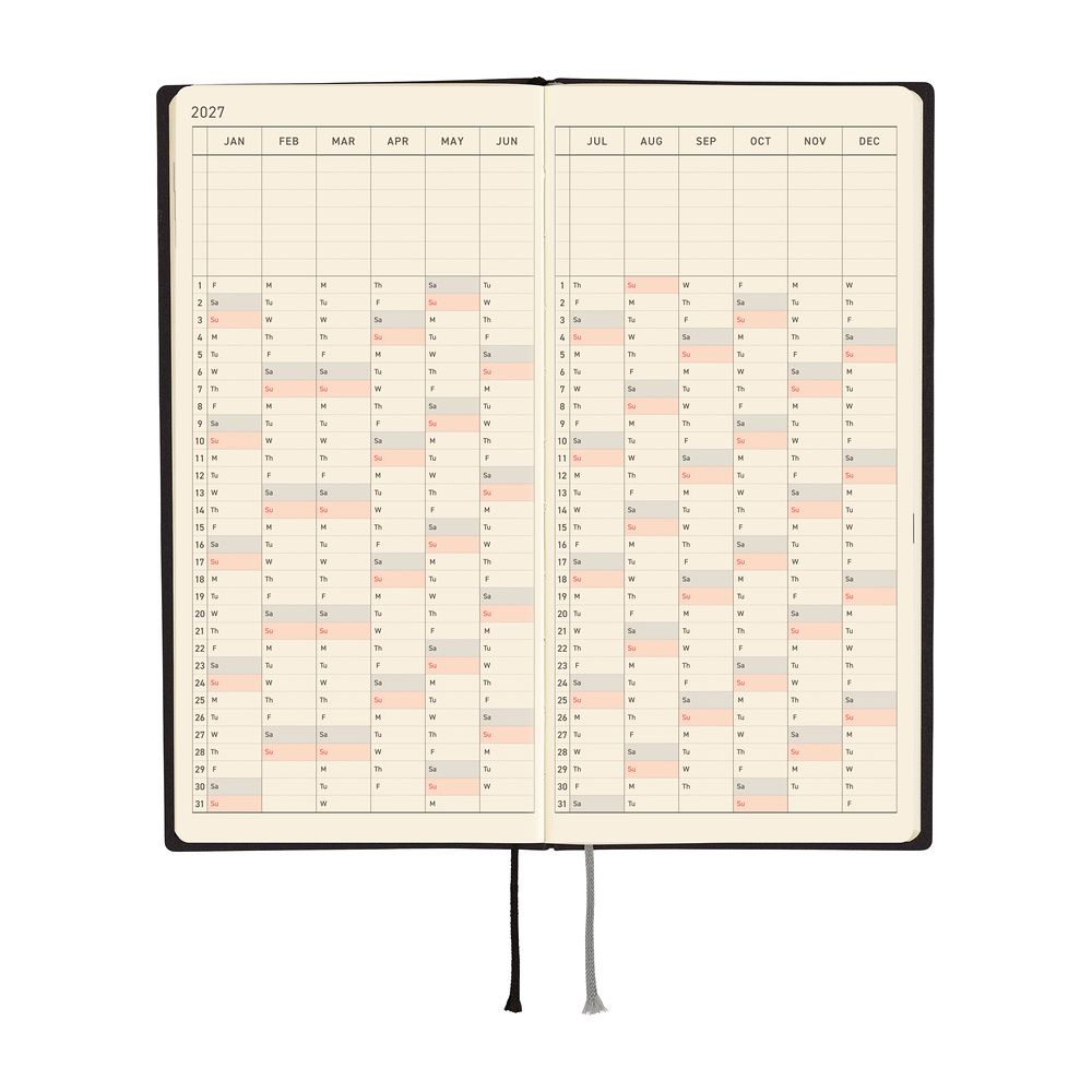 HOBONICHI | Agenda 2027 Semanal WEEKS B6 Slim - White Line (Black) ENG - Imagen 6