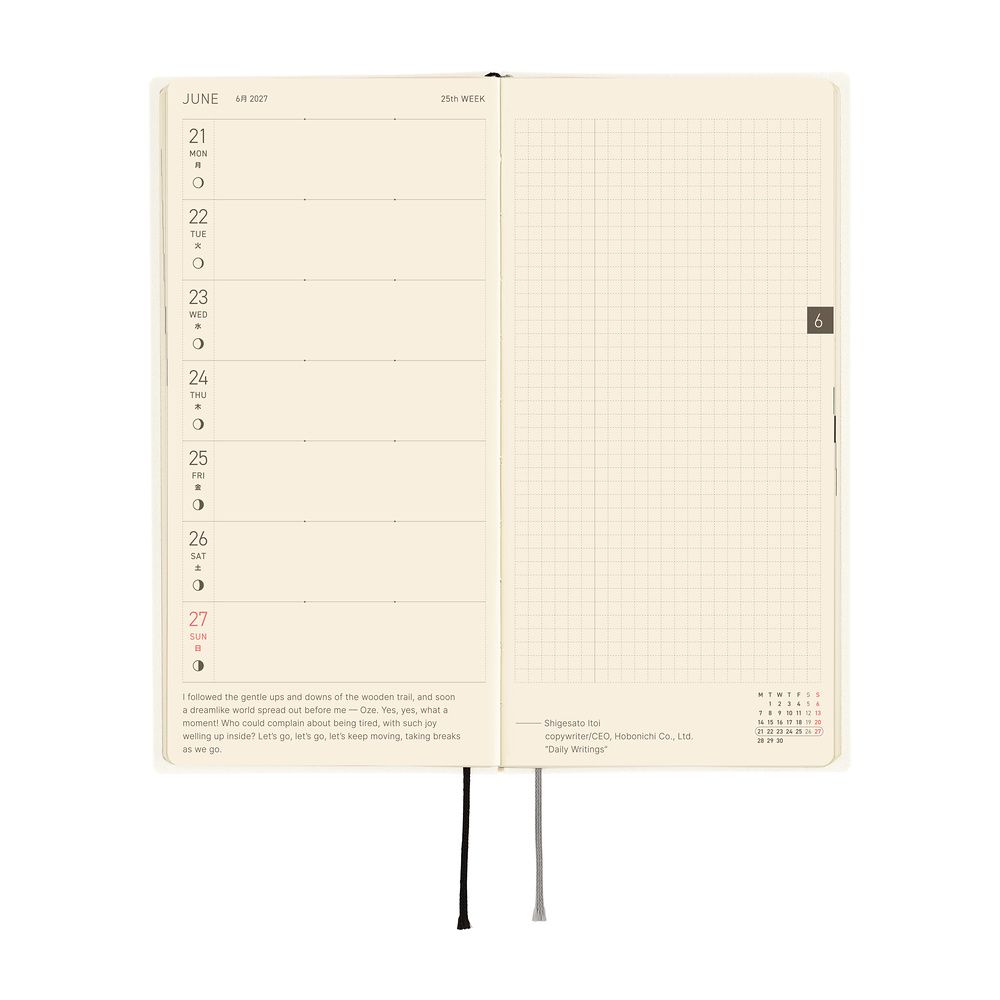 HOBONICHI | Agenda 2027 Semanal WEEKS B6 Slim - White Line (Ivory) ENG - Imagen 5