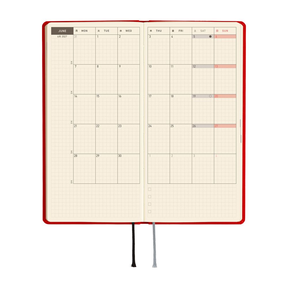 HOBONICHI | Agenda 2027 Semanal WEEKS B6 Slim - Colors (Poppy Red) ENG - Imagen 4