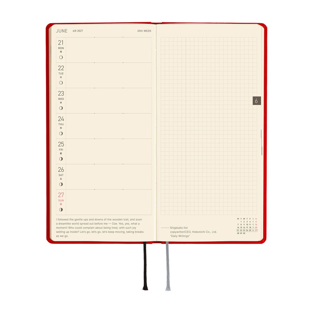 HOBONICHI | Agenda 2027 Semanal WEEKS B6 Slim - Colors (Poppy Red) ENG - Imagen 5