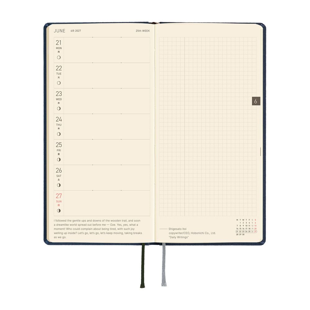 HOBONICHI | Agenda 2027 Semanal WEEKS B6 Slim - Colors (Midnight Blue) ENG - Imagen 5