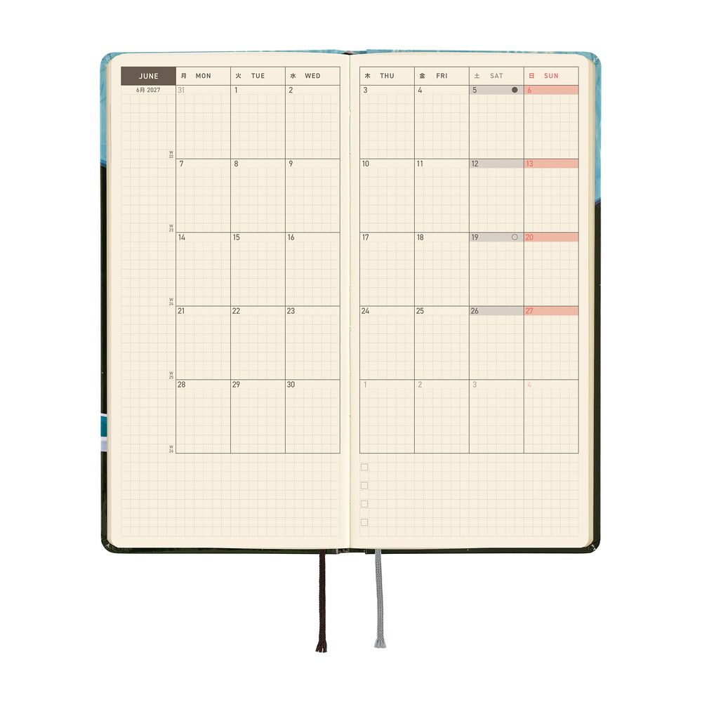 HOBONICHI | Agenda 2027 Semanal WEEKS B6 Slim - Hiroko Kubota (Meteor Shower in the Light Blue Forest) ENG - Imagen 4