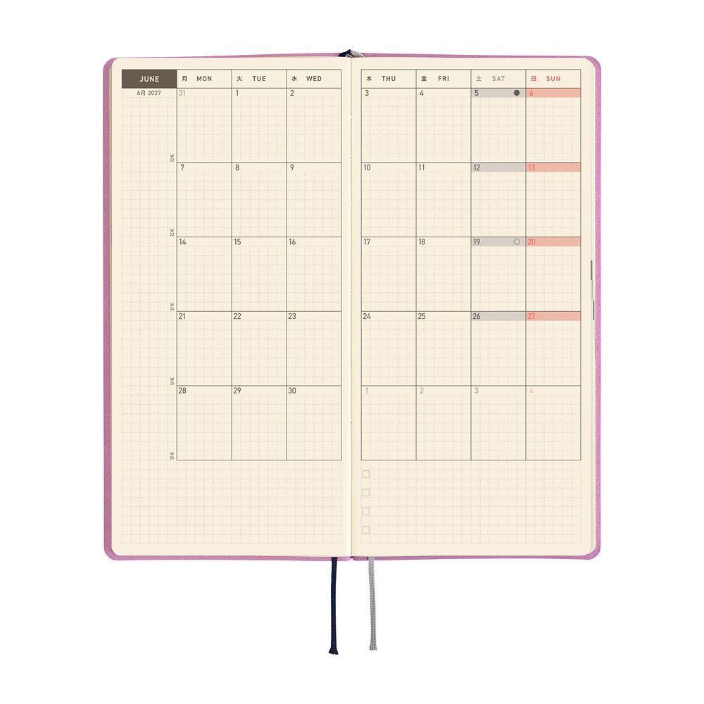 HOBONICHI | Agenda 2027 Semanal WEEKS B6 Slim - Smooth (Lavender Milk) ENG - Imagen 4
