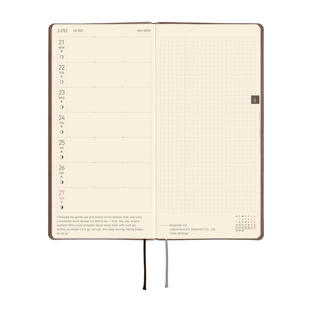 HOBONICHI | Agenda 2027 Semanal WEEKS B6 Slim - Smooth (Café au Lait) ENG - Imagen 5