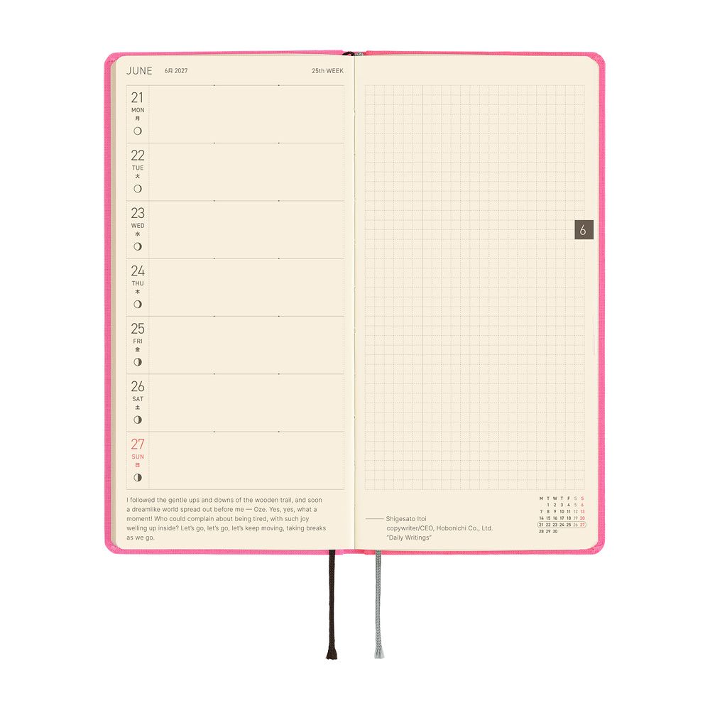 HOBONICHI | Agenda 2027 Semanal WEEKS MEGA B6 Slim - Colors (Pink Sapphire) ENG - Imagen 5