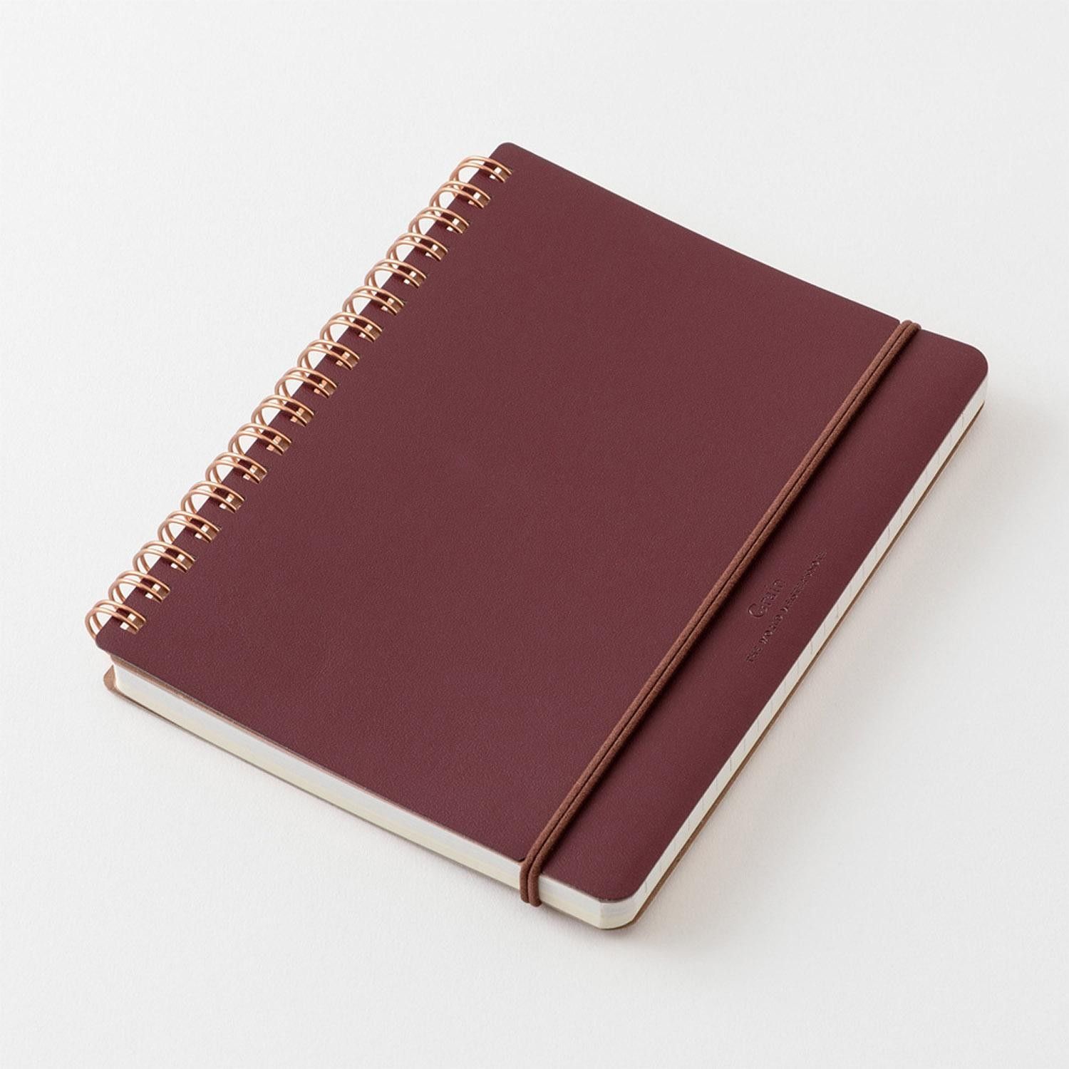 MIDORI | Cuaderno Anillas B6 Liso y Rayado GRAIN - Rojo - Imagen 4