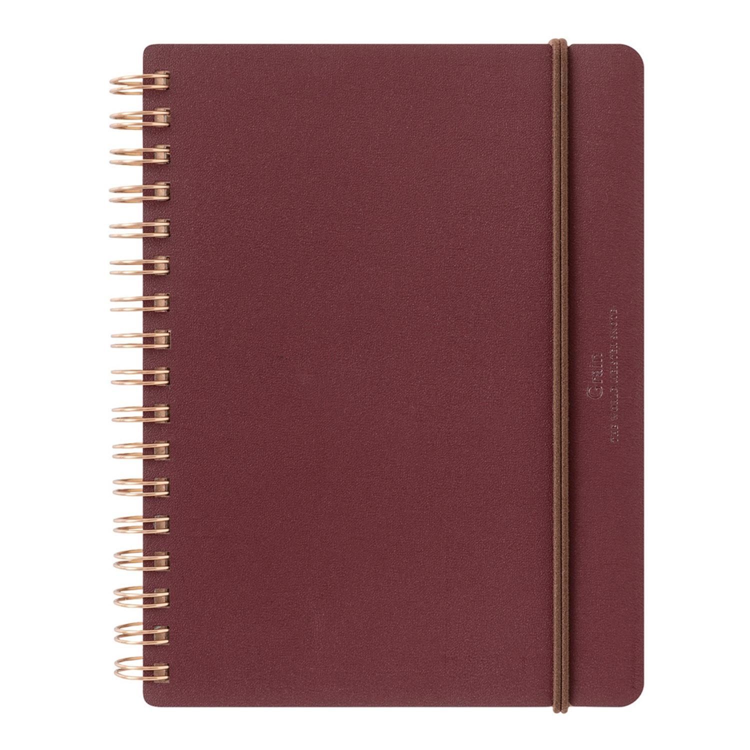 MIDORI | Cuaderno Anillas B6 Liso y Rayado GRAIN - Rojo