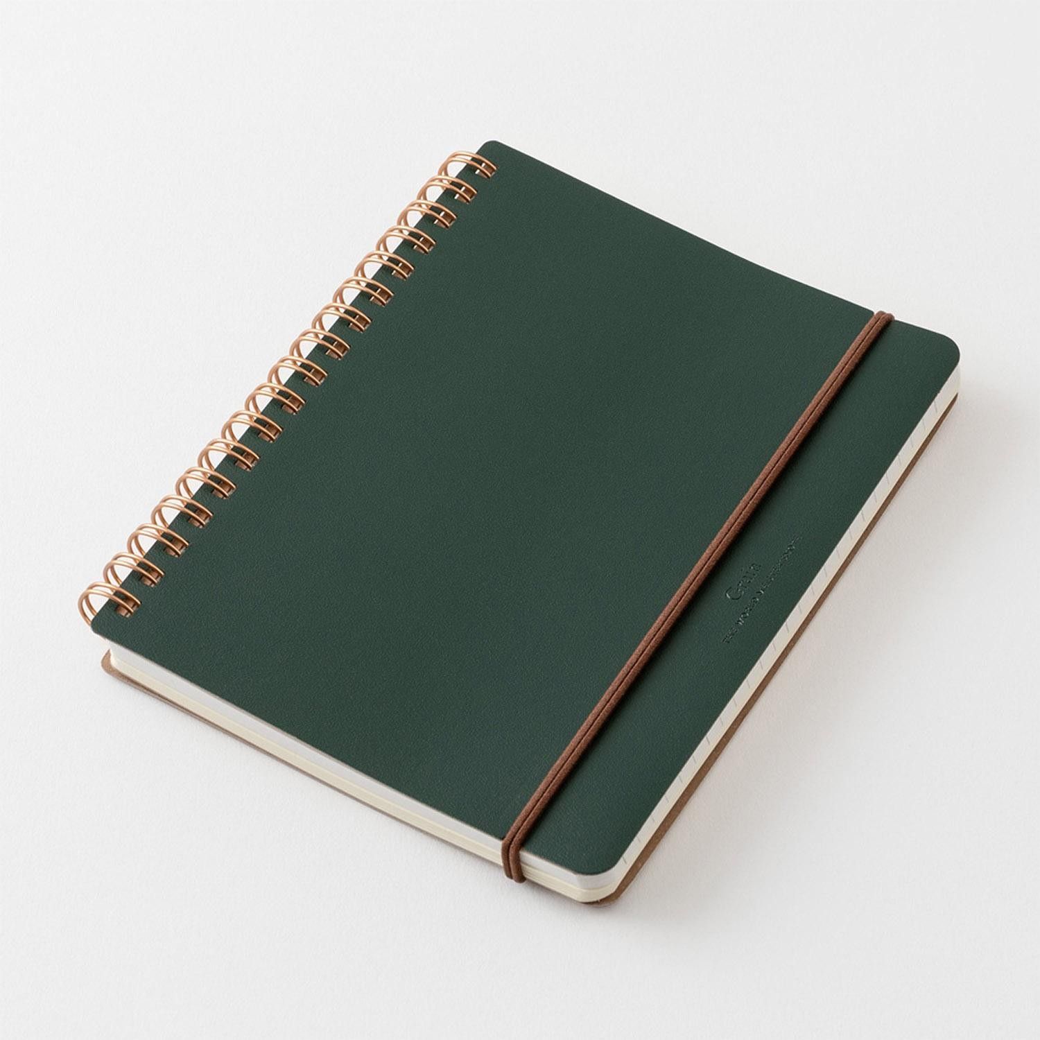 MIDORI | Cuaderno Anillas B6 Liso y Rayado GRAIN - Verde - Imagen 4