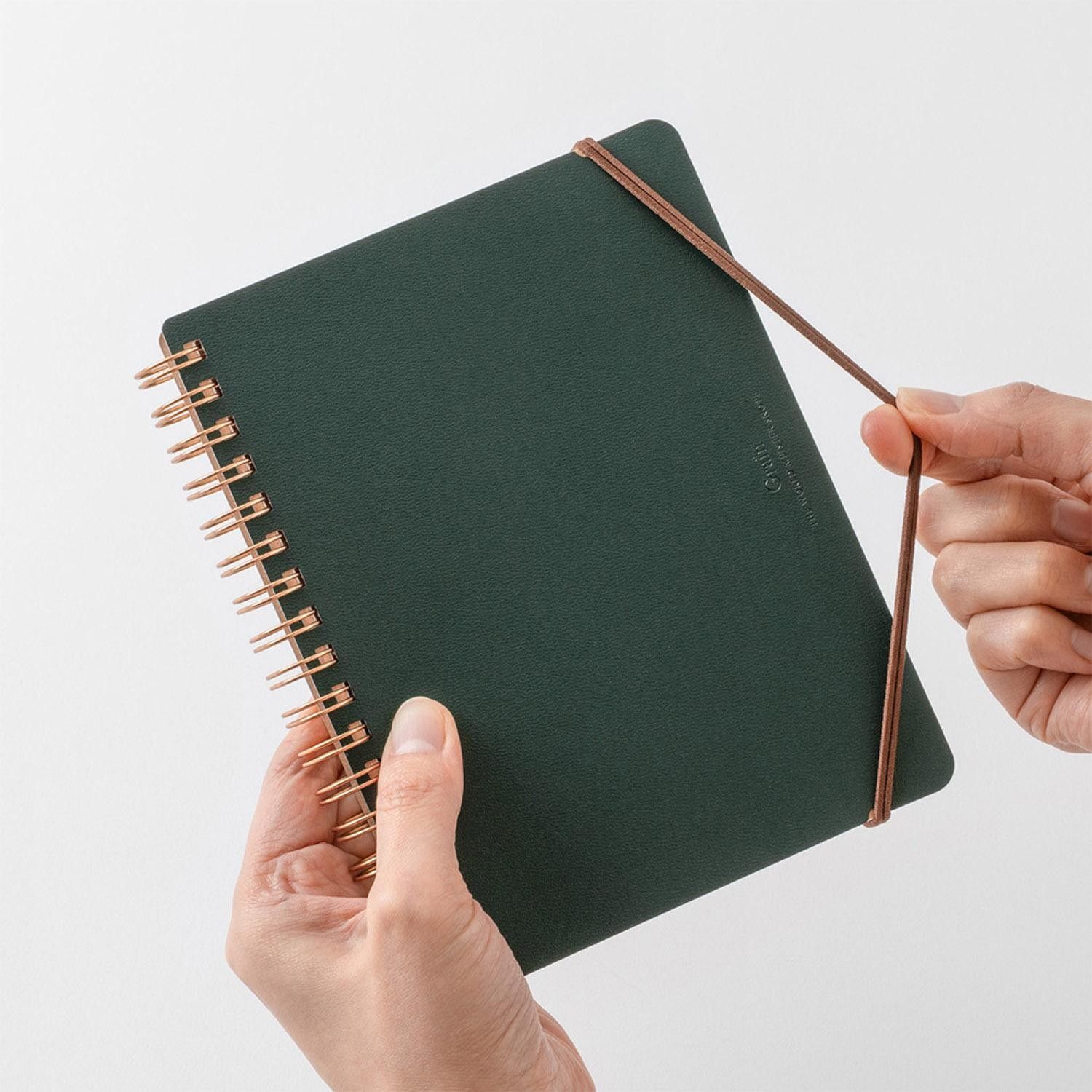 MIDORI | Cuaderno Anillas B6 Liso y Rayado GRAIN - Verde - Imagen 3