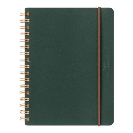 MIDORI | Cuaderno Anillas B6 Liso y Rayado GRAIN – Verde