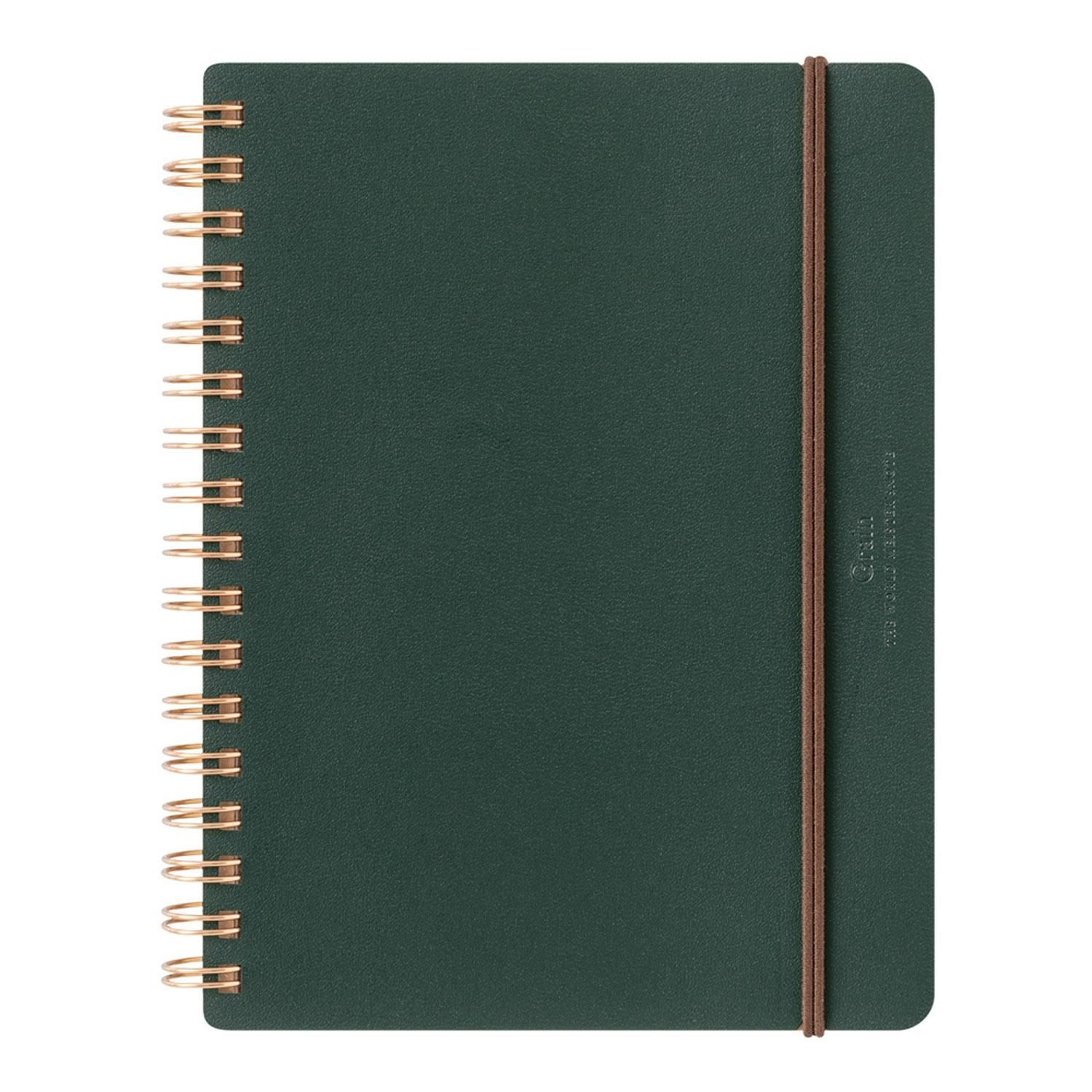 MIDORI | Cuaderno Anillas B6 Liso y Rayado GRAIN - Verde