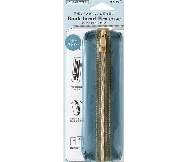 MIDORI | Estuche Book Band A5 – Navy Clear × Khaki