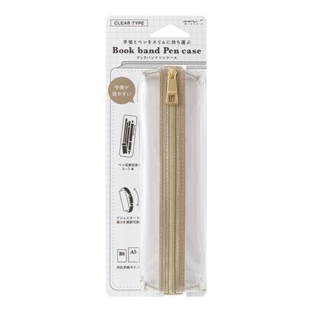 MIDORI | Estuche Book Band A5 – Clear × Beige