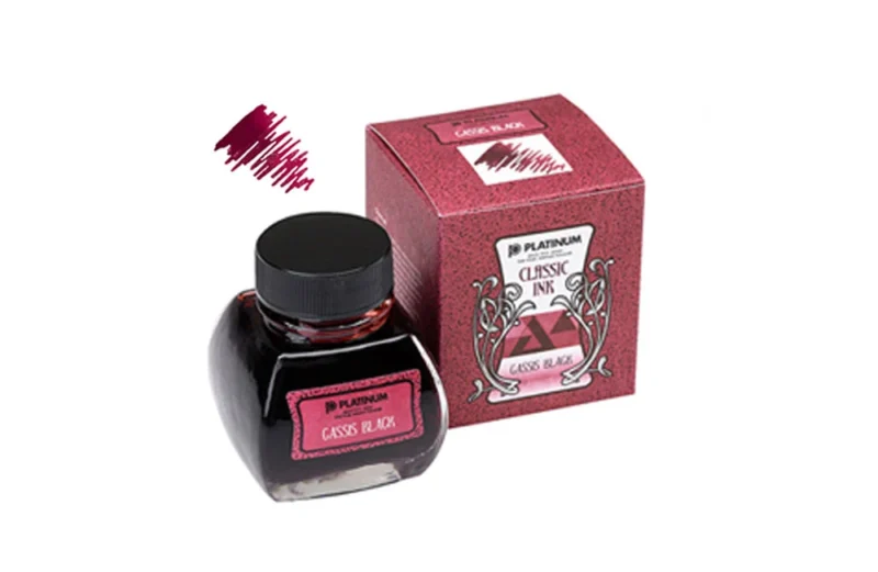 PLATINUM | Tintero Vidrio 60 ml FERROGÁLICA CLASSIC INK – Cassis Black