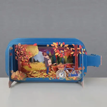 ALLJOY DESIGN | Tarjeta de Felicitación 3D – Message in A Bottle – Autumn Couple
