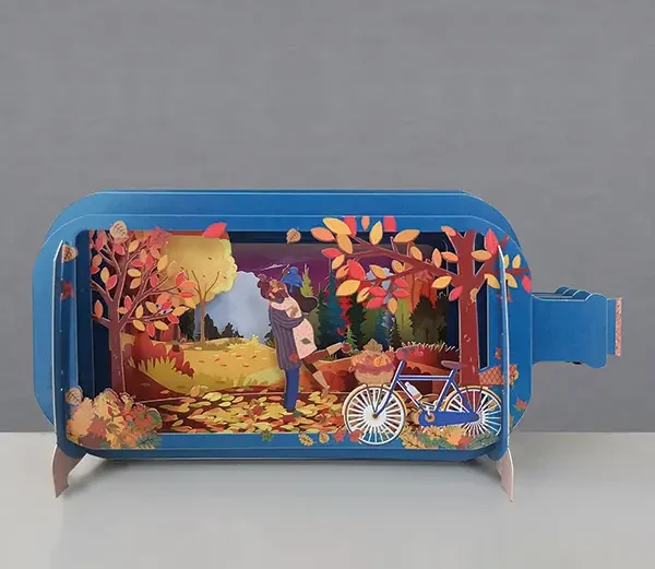 ALLJOY DESIGN | Tarjeta de Felicitación 3D – Message in A Bottle – Autumn Couple