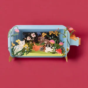 ALLJOY DESIGN | Tarjeta de Felicitación 3D - Message in A Bottle - Cats