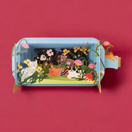 ALLJOY DESIGN | Tarjeta de Felicitación 3D – Message in A Bottle – Cats