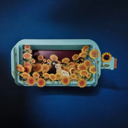ALLJOY DESIGN | Tarjeta de Felicitación 3D – Message in A Bottle – Sunflower Cats